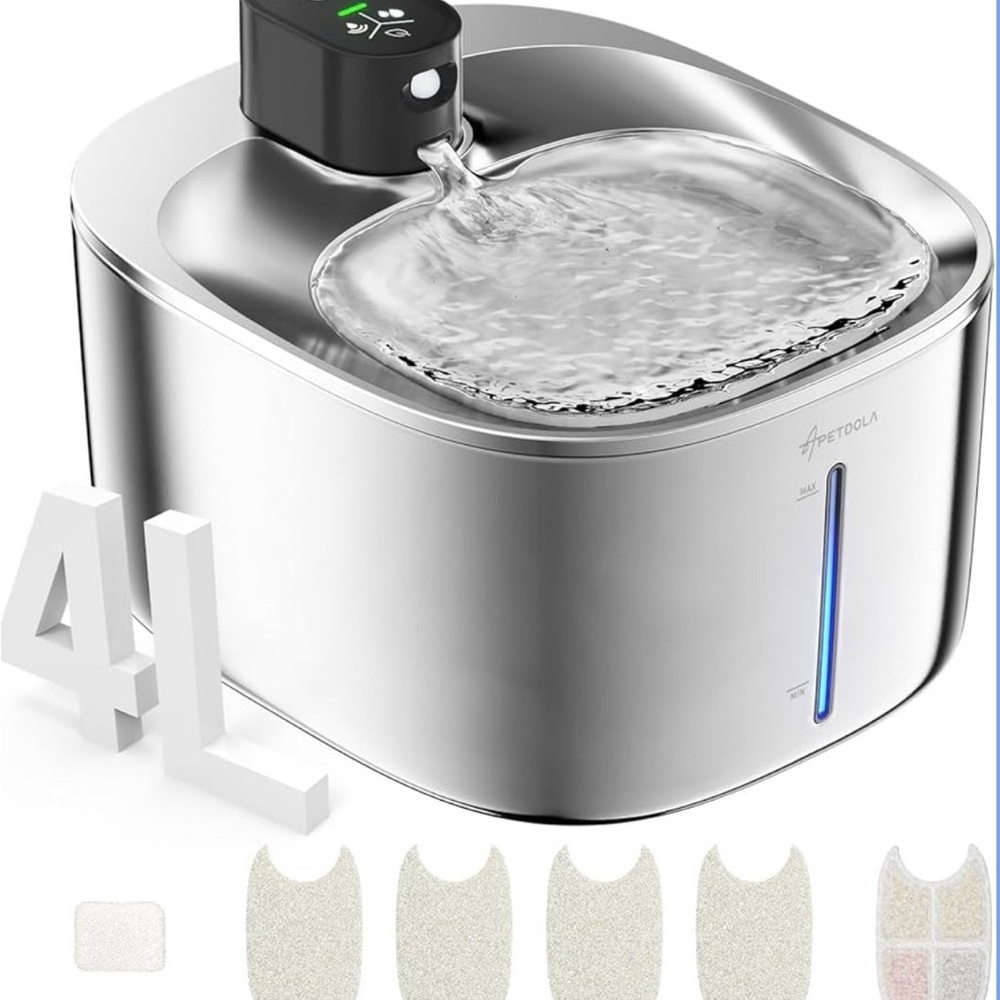 Apetgola Wireless Cat Water Fountain Stainless Steel W/ Motion Sensor  ***NEW***